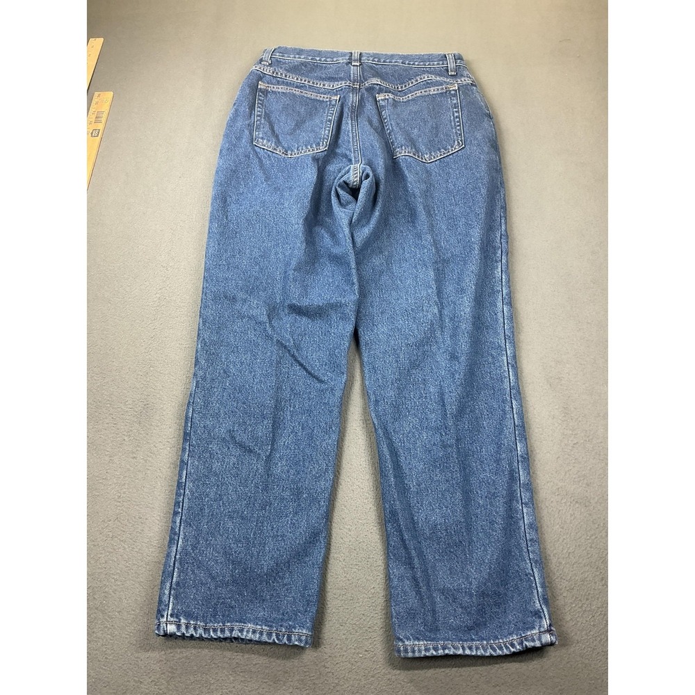 L.L.Bean Jeans Womens 14 REG Blue High Rise Flannel Lined Relaxed Straight Denim - Picture 10 of 11